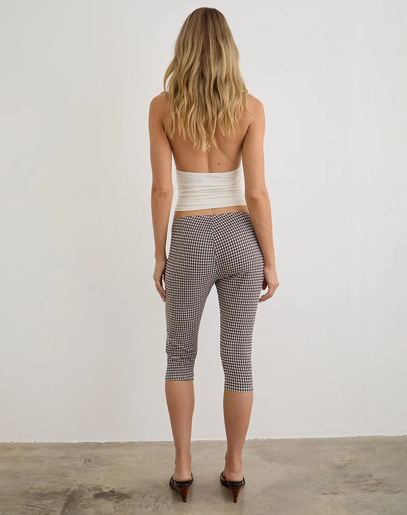 Tako Capri aus Seersucker mit Gingham-Muster in Braun