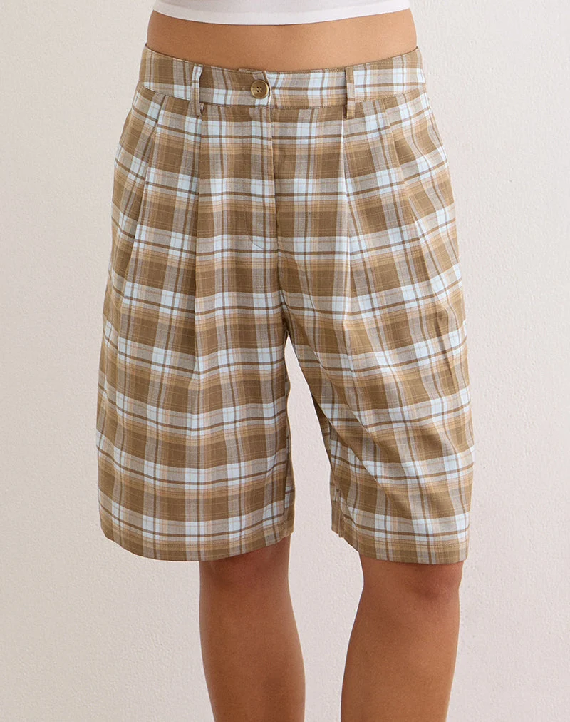 Ashara-Shorts im Tailoring-Karo-Muster, braun