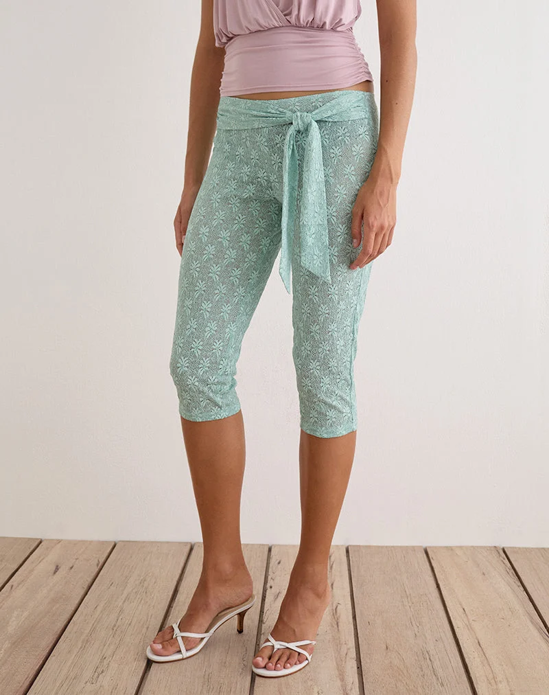 Runo Capri-Hose in Lace Teal