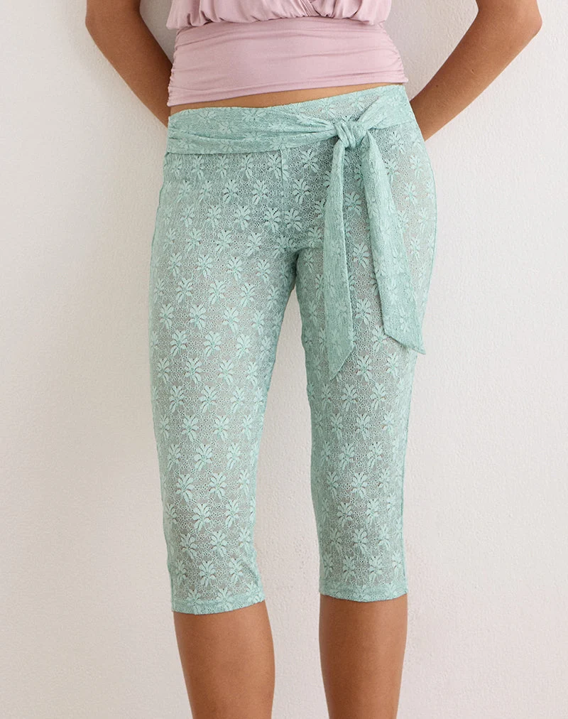 Runo Capri-Hose in Lace Teal