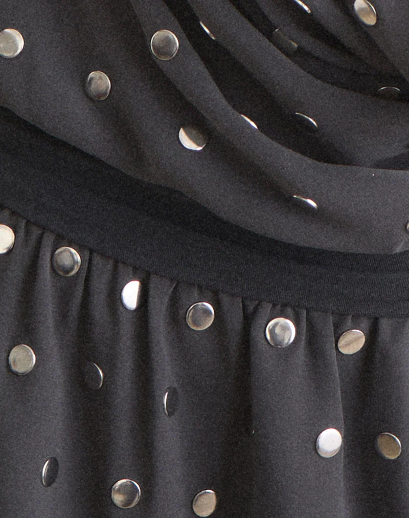 Yukina Minikleid aus Chiffon mit Nieten, dunkelgrau