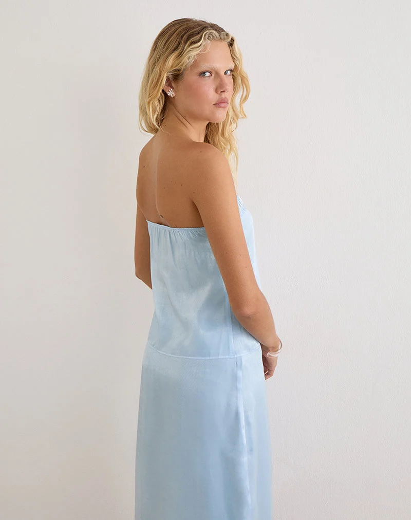 Top „Vars“ aus hellblauem Satin-Organza