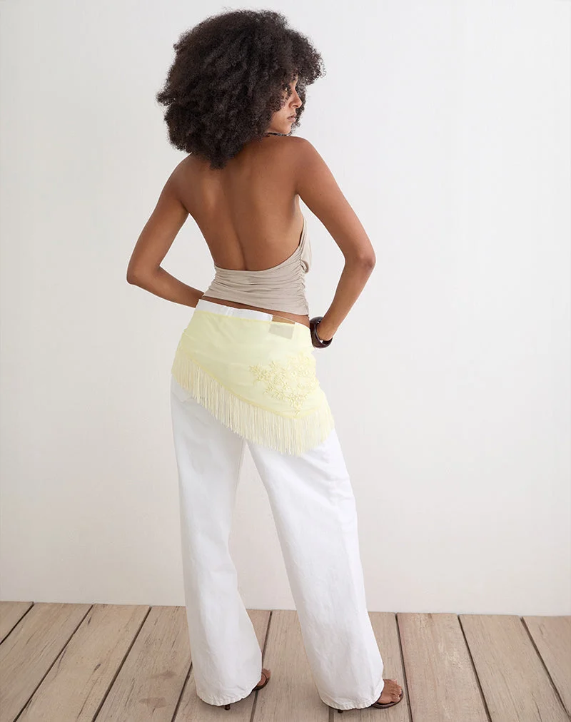 Sanela-Sarong in Zitronengelb mit Vintage-Blumenstickerei