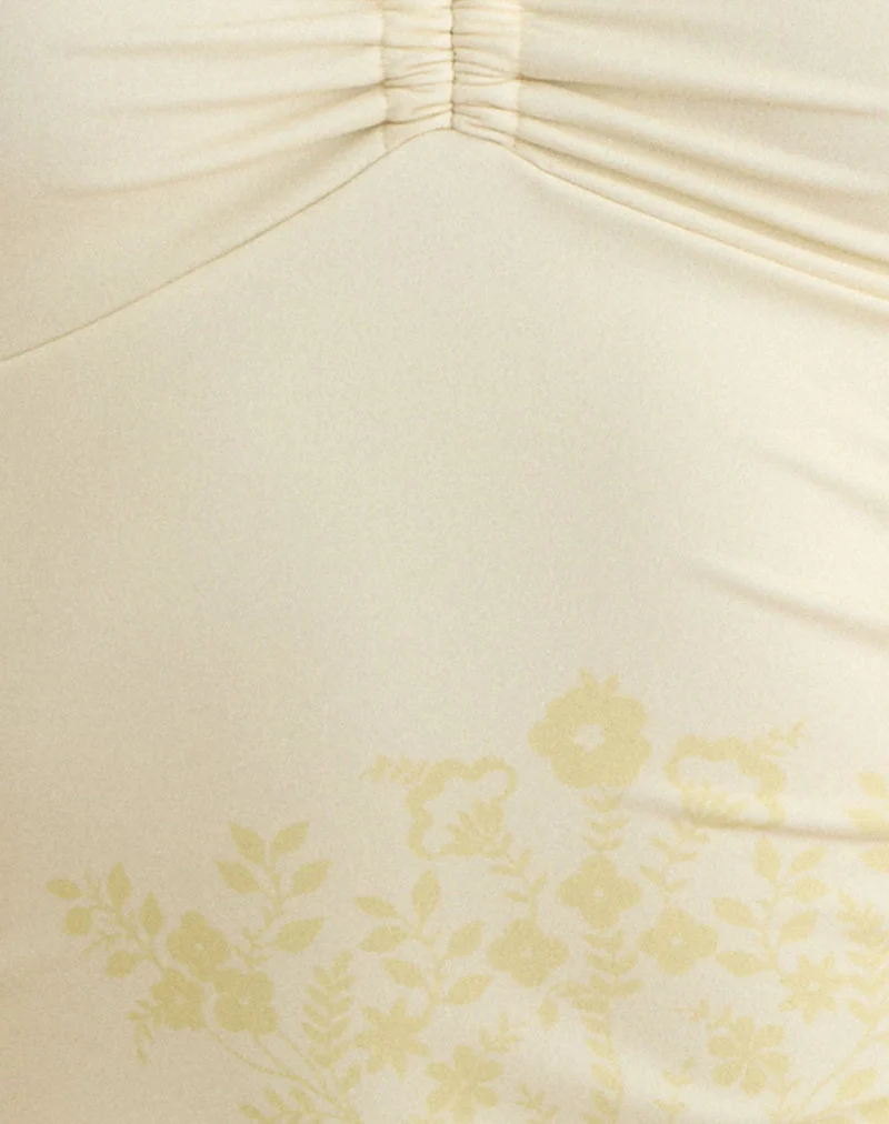 Nulhi-Tankini in Hellgelb mit Vintage-Blumenprint