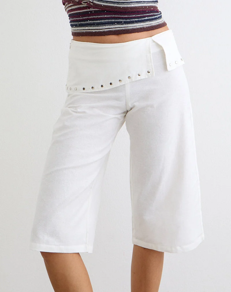 Oren Capri-Hose in Elfenbein mit Nieten