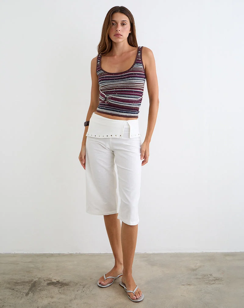 Oren Capri-Hose in Elfenbein mit Nieten