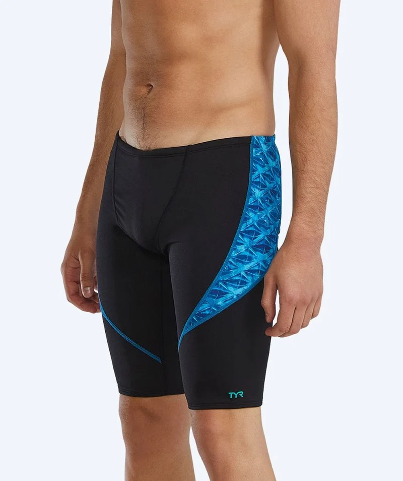 TYR lange Badehose für Herren - Curve Splice - Schwarz/Hellblau