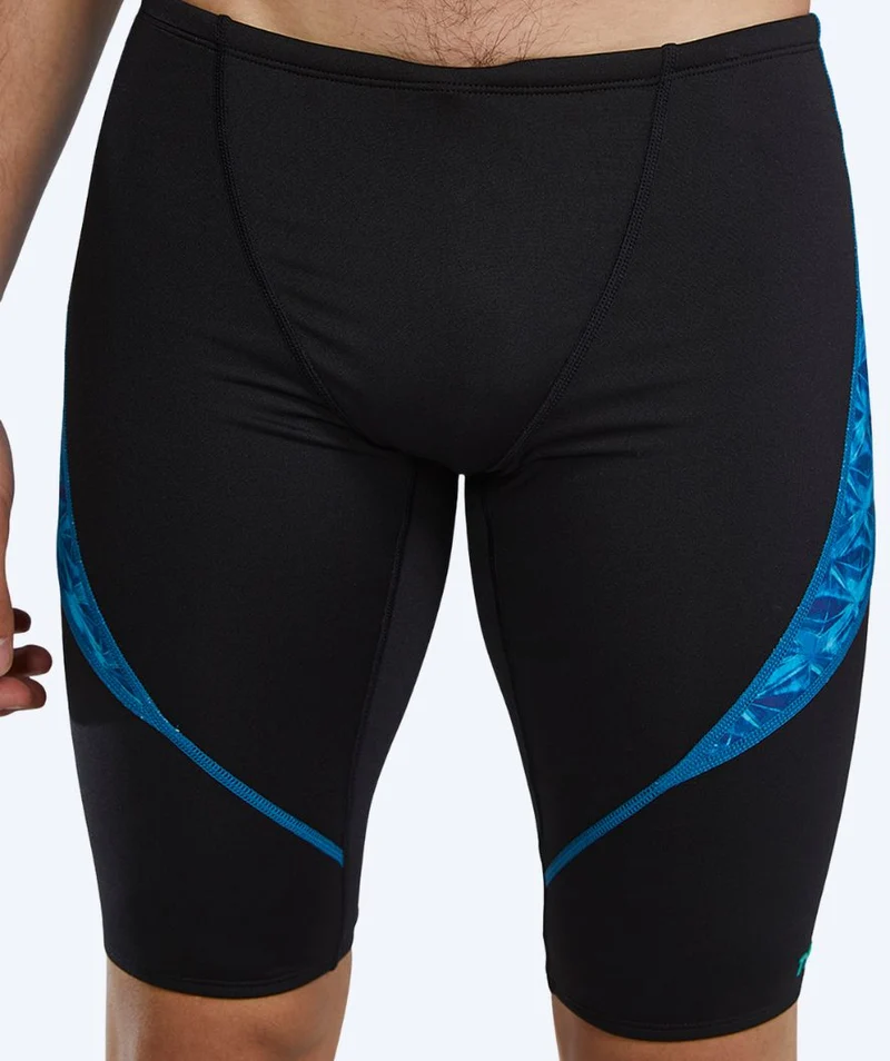 TYR lange Badehose für Herren - Curve Splice - Schwarz/Hellblau