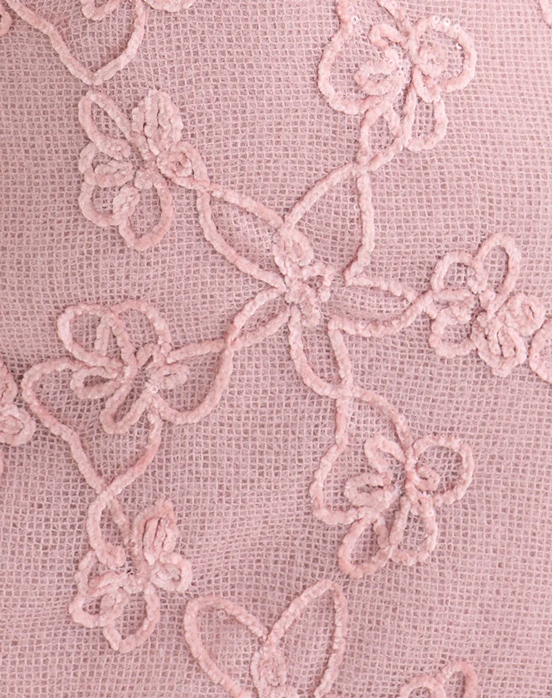 Codami Mini-Kleid mit Neckholder-Ausschnitt aus Pailletten-Strick in Rosa