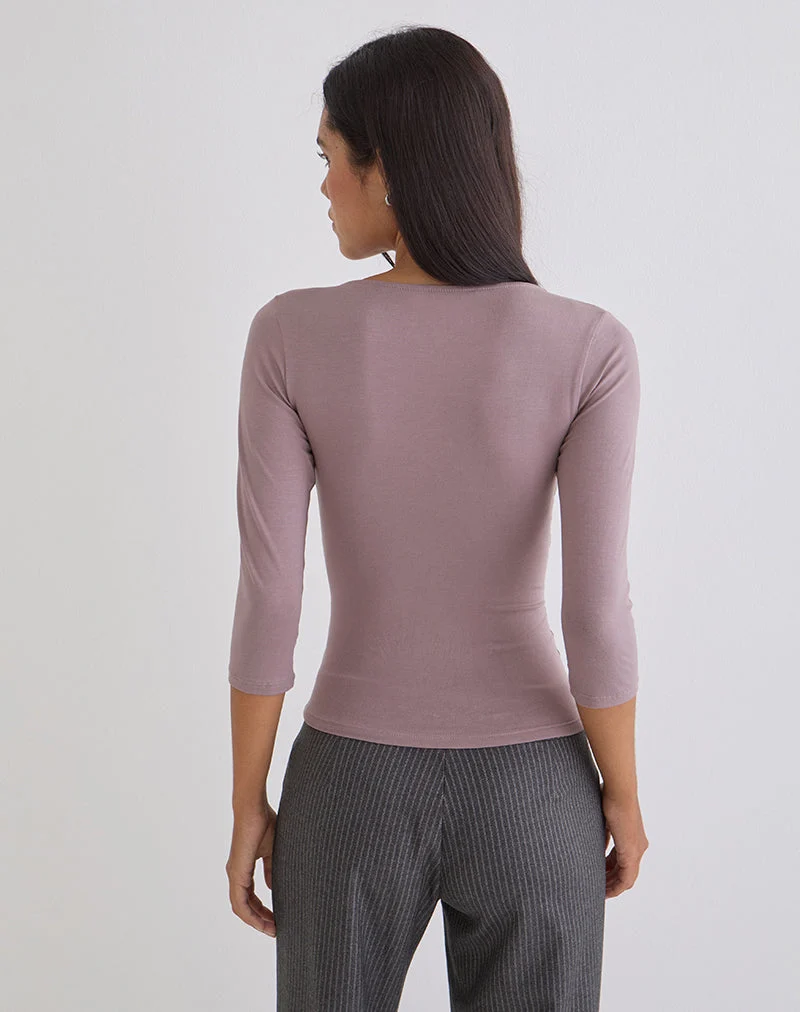 Trudis Wickeloberteil mit viertellangen Ärmeln aus Jersey in der Farbe „Dusty Mauve“