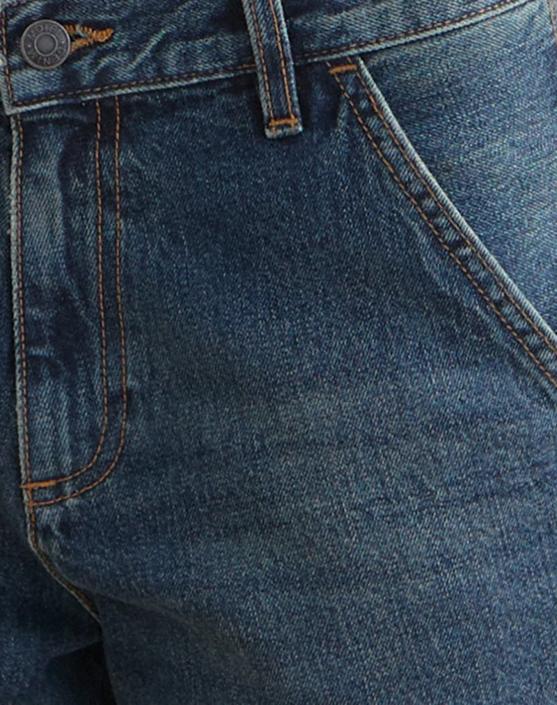 Twisted Cinch Denim-Shorts in Dirty Green