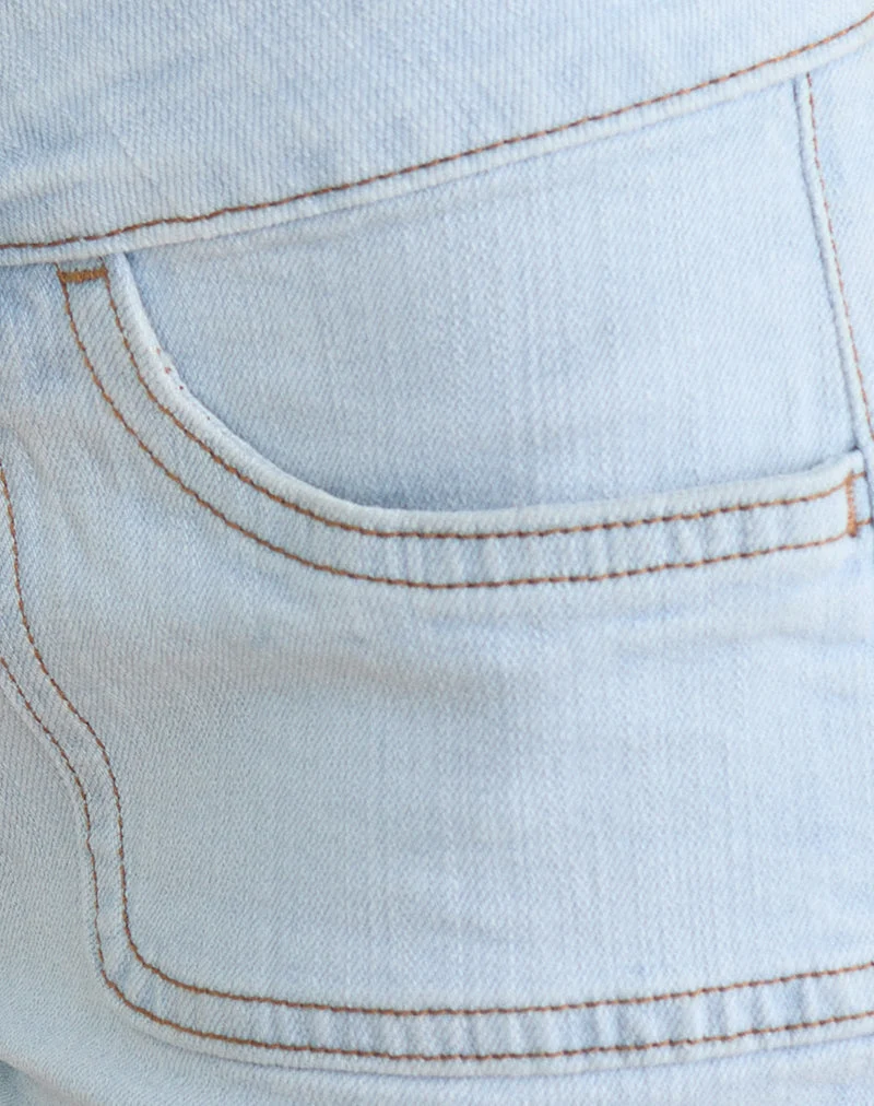 Cargo-Hotpants aus Denim mit niedriger Leibhöhe in Himmelblau