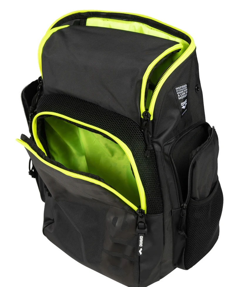 Arena Schwimm Sport Rucksack 35L Spiky III Dark-Smoke-Neon-Yellow