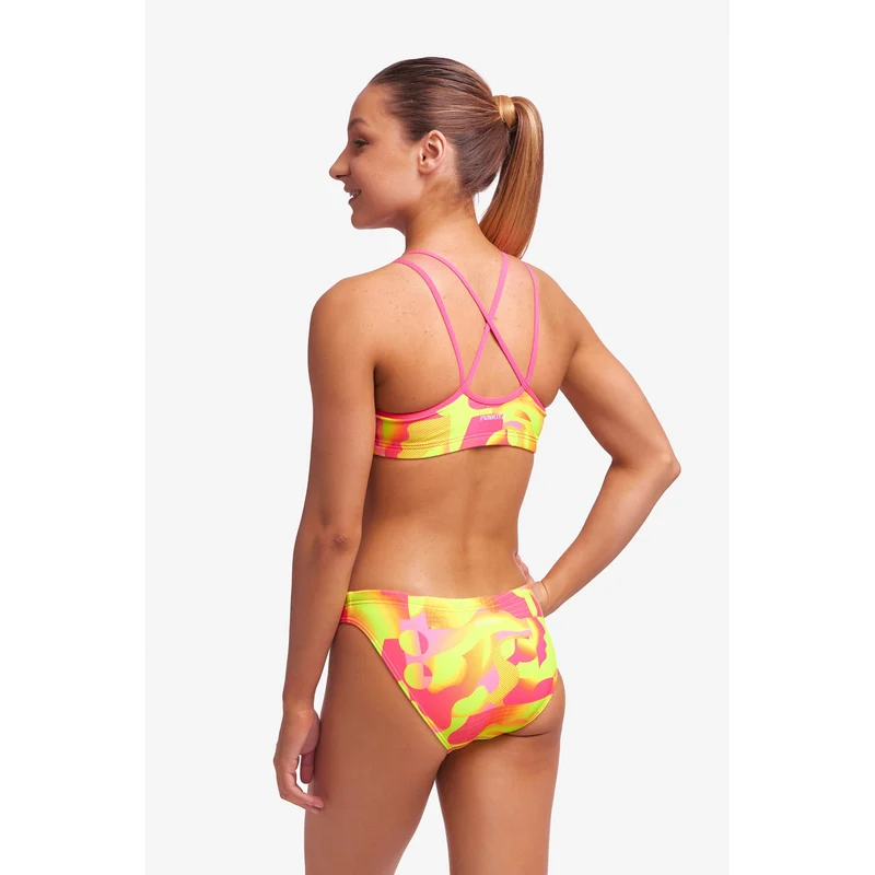 Funkita Girls Criss Cross Bikini Pringed Pink
