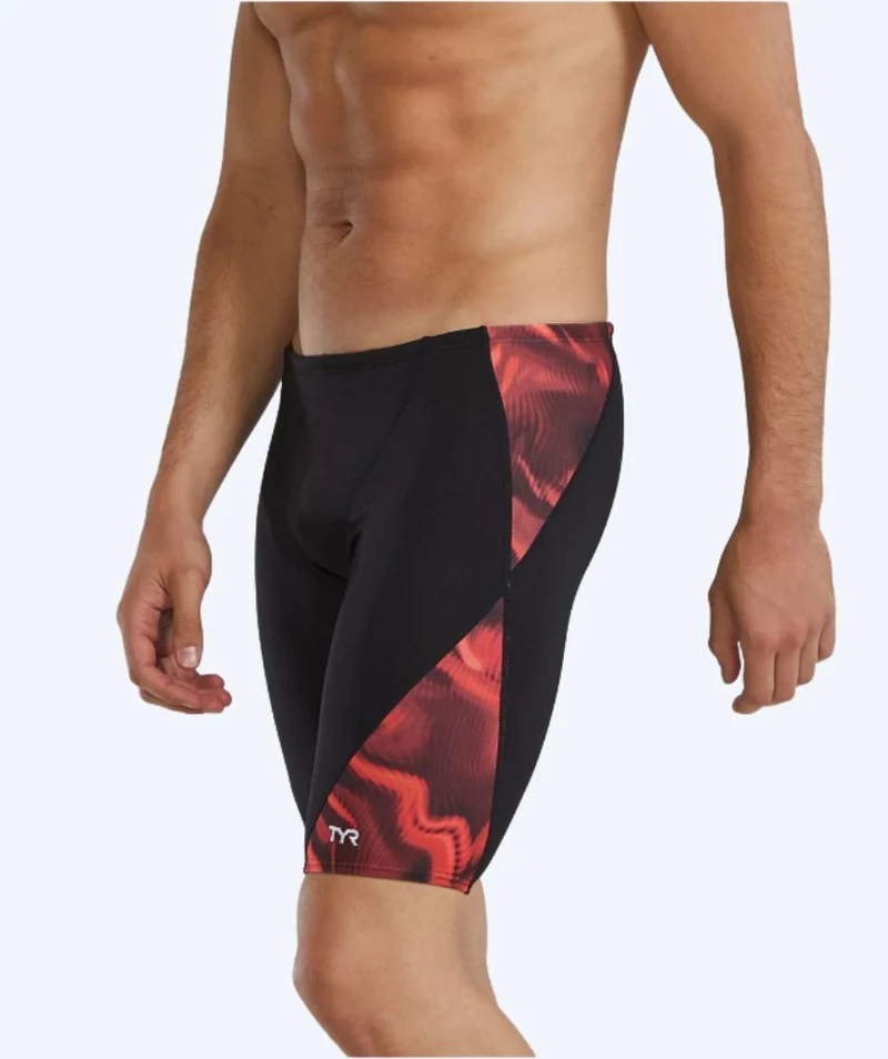 TYR lange Badehose für Herren - Blade Splice Waveform - Schwarz/Rot