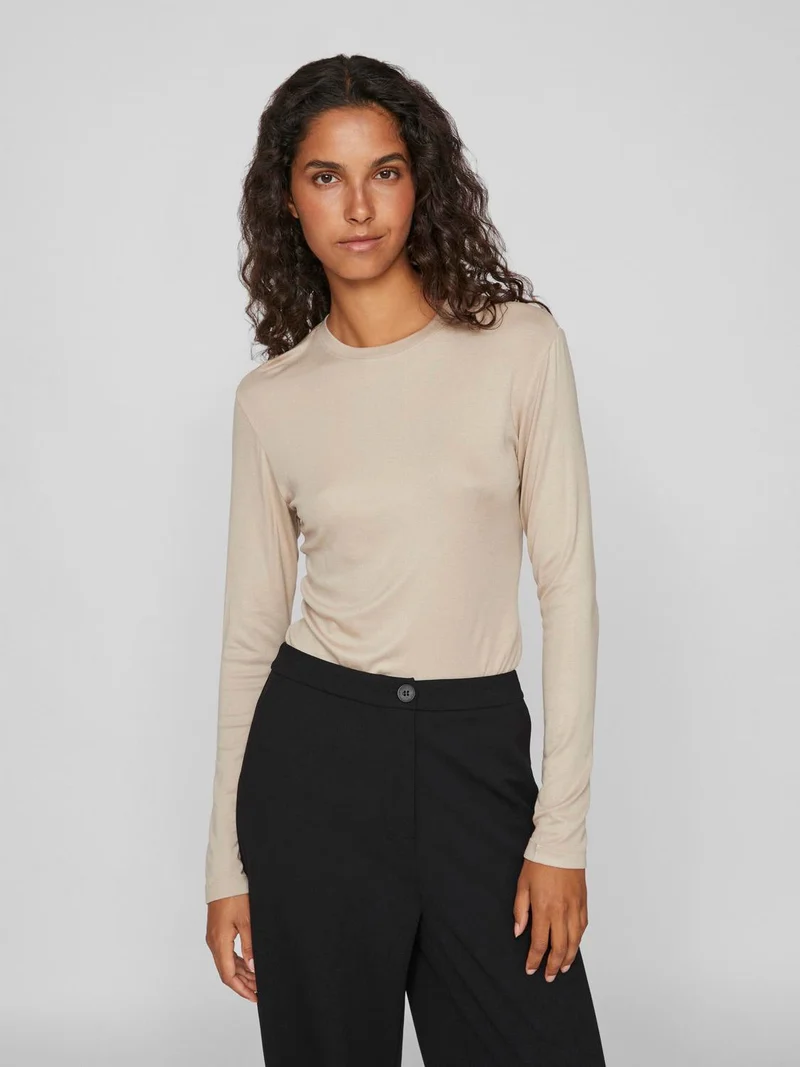VIALEXIA O-NECK L/S TOP - NOOS