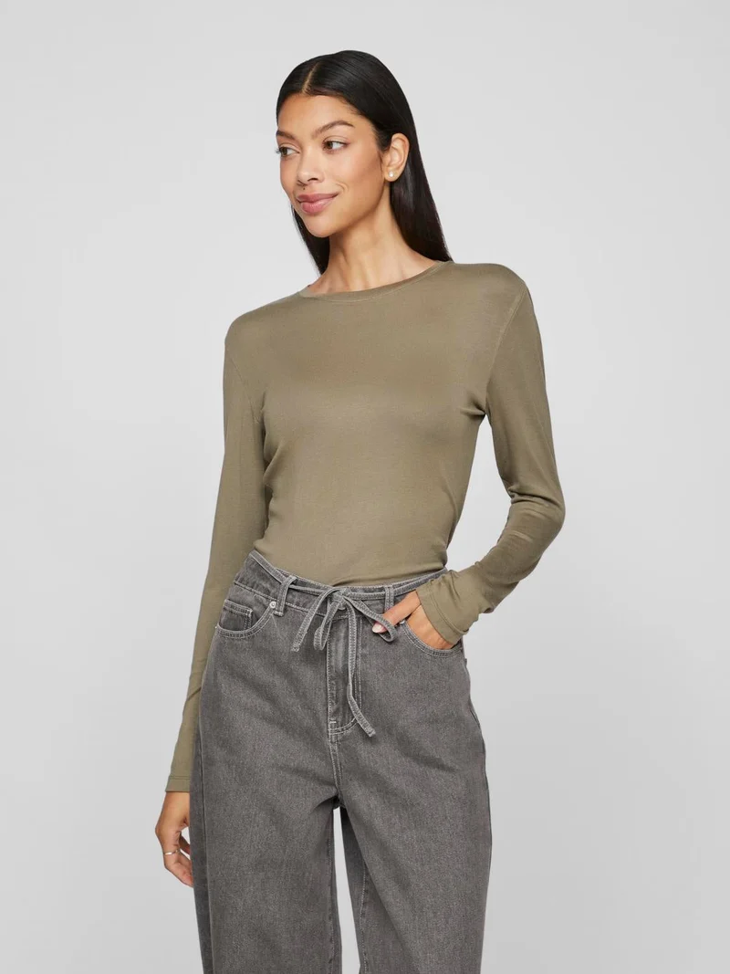 VIALEXIA O-NECK L/S TOP - NOOS