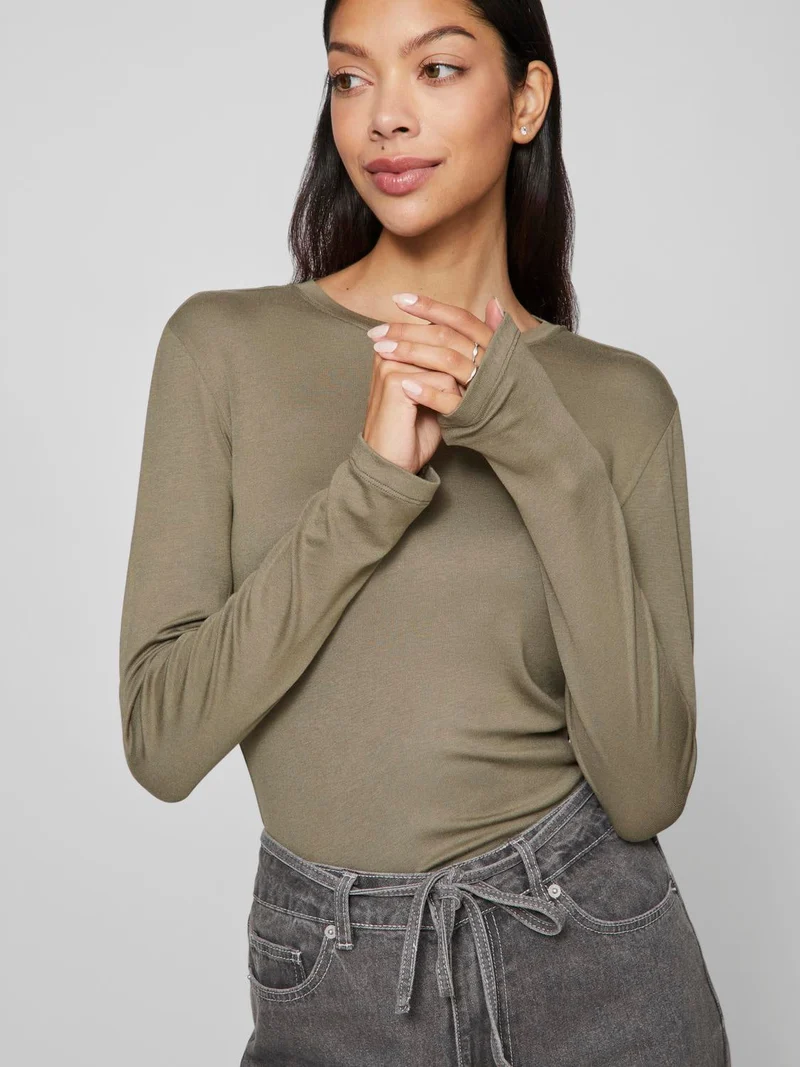 VIALEXIA O-NECK L/S TOP - NOOS