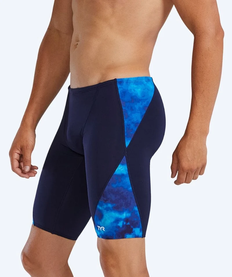 TYR lange Badehose für Herren - Blade Splice Waveform - Schwarz/Blau