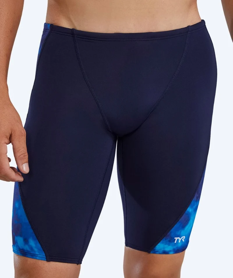 TYR lange Badehose für Herren - Blade Splice Waveform - Schwarz/Blau