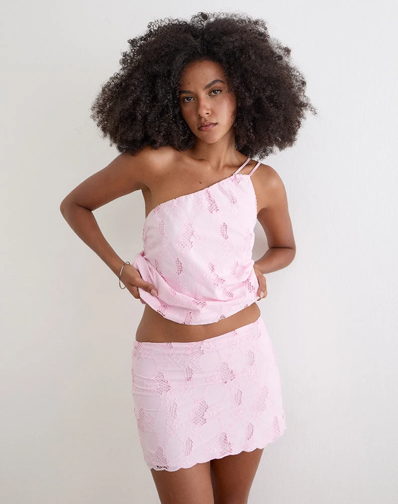 Aguna-Minirock in Broderie, Babyrosa