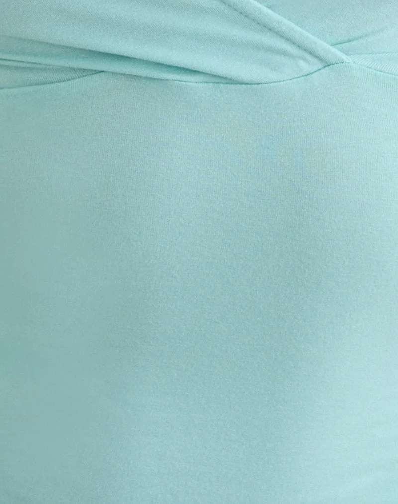 Lobos Crossover-Top aus Rayon-Jersey in Aqua