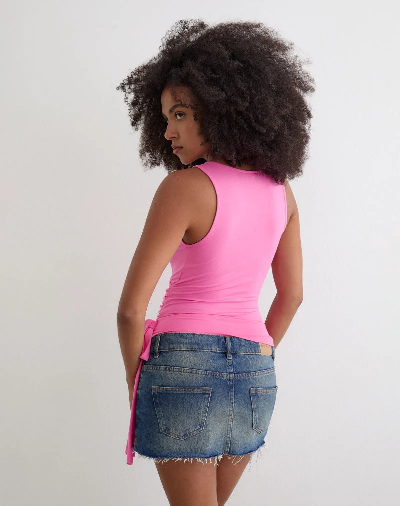 Saneya Plunge-Top aus Rayon-Jersey in Deep Pink