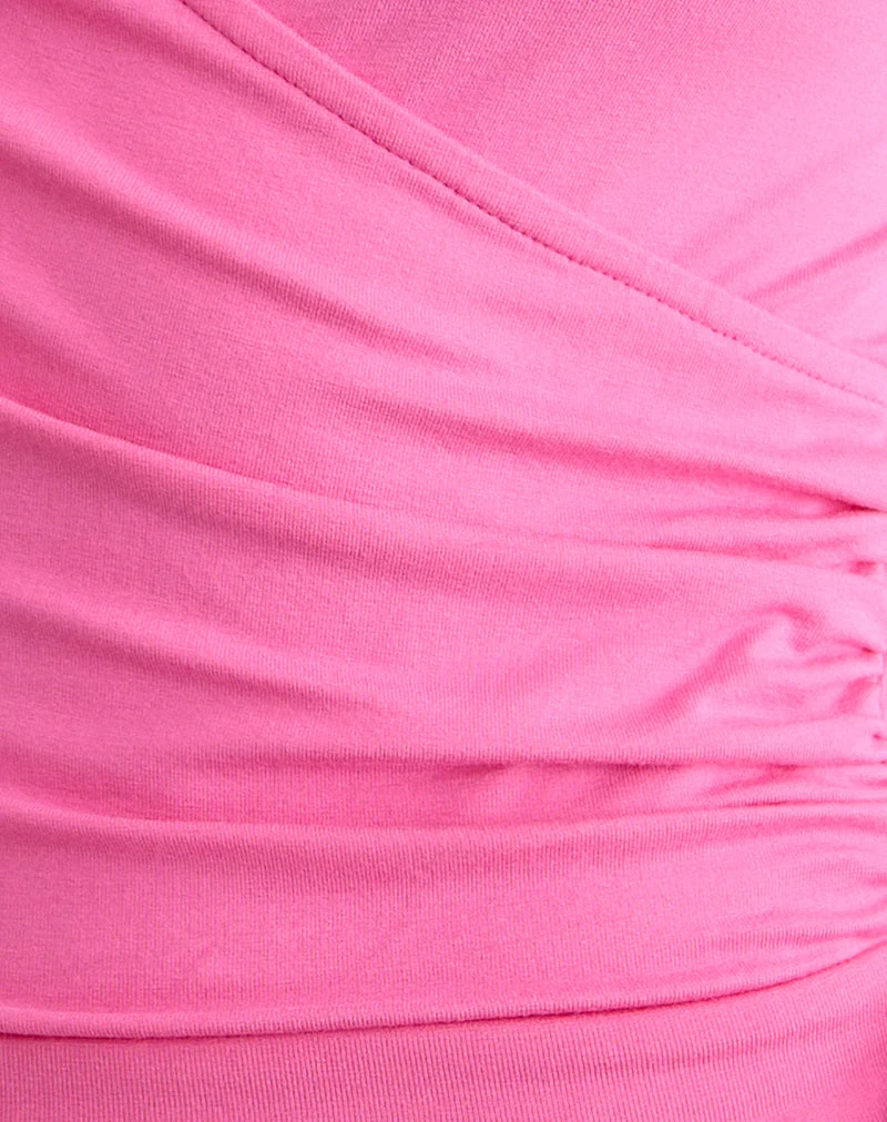 Saneya Plunge-Top aus Rayon-Jersey in Deep Pink