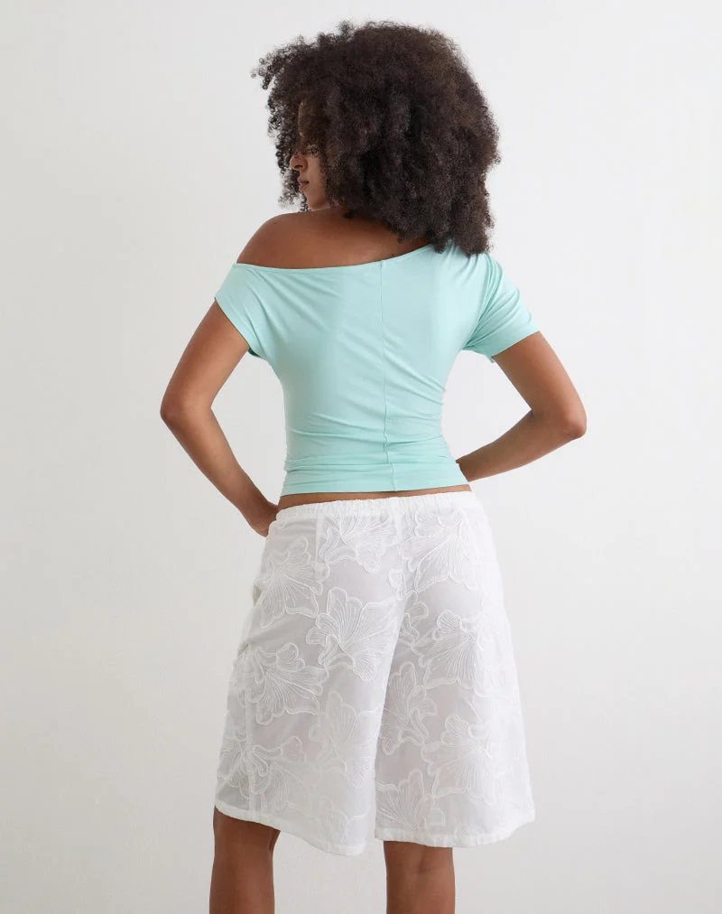 Ennea Longline-Shorts in „Broderie White“