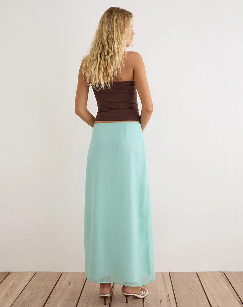 Larina-Maxirock aus Chiffon mit Blumenmuster und Pailletten in Türkis