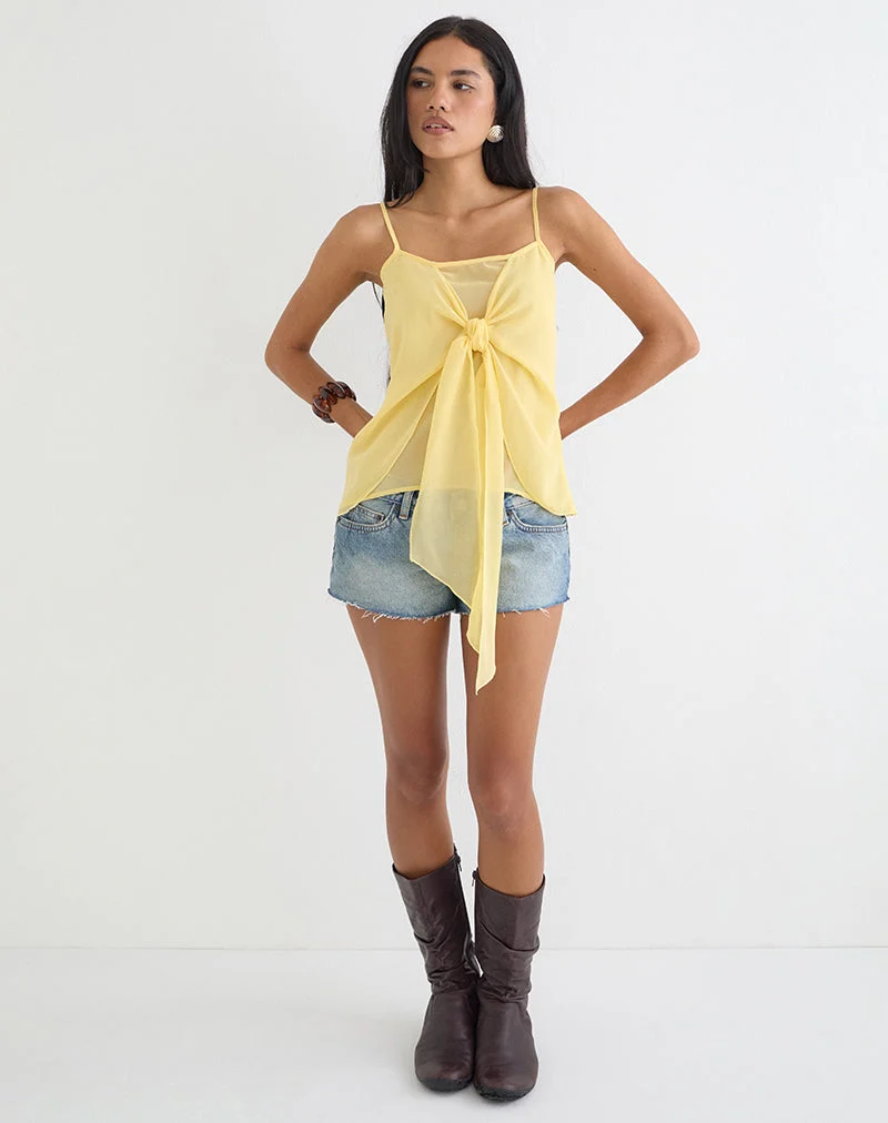 Sena-Top aus Chiffon in Pastellgelb