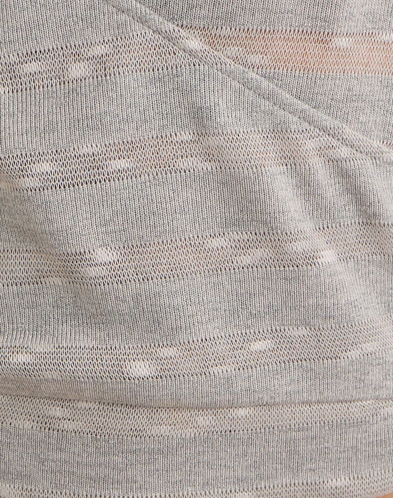 Sayena-Top aus transparentem Strick, hellgrau