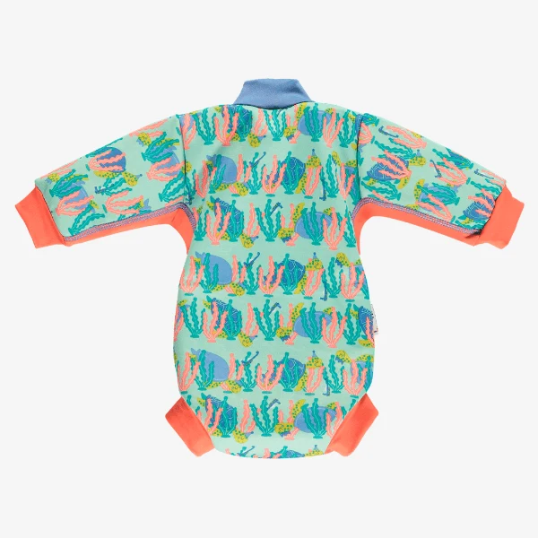 Leicht gefütterter Babybadeanzug mit Schwimmwindel - Baby Cosy Suit - Schildkröten