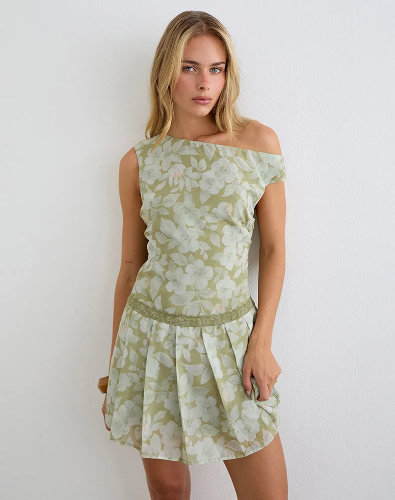Qaireen-Minikleid in zartem Blütgrün