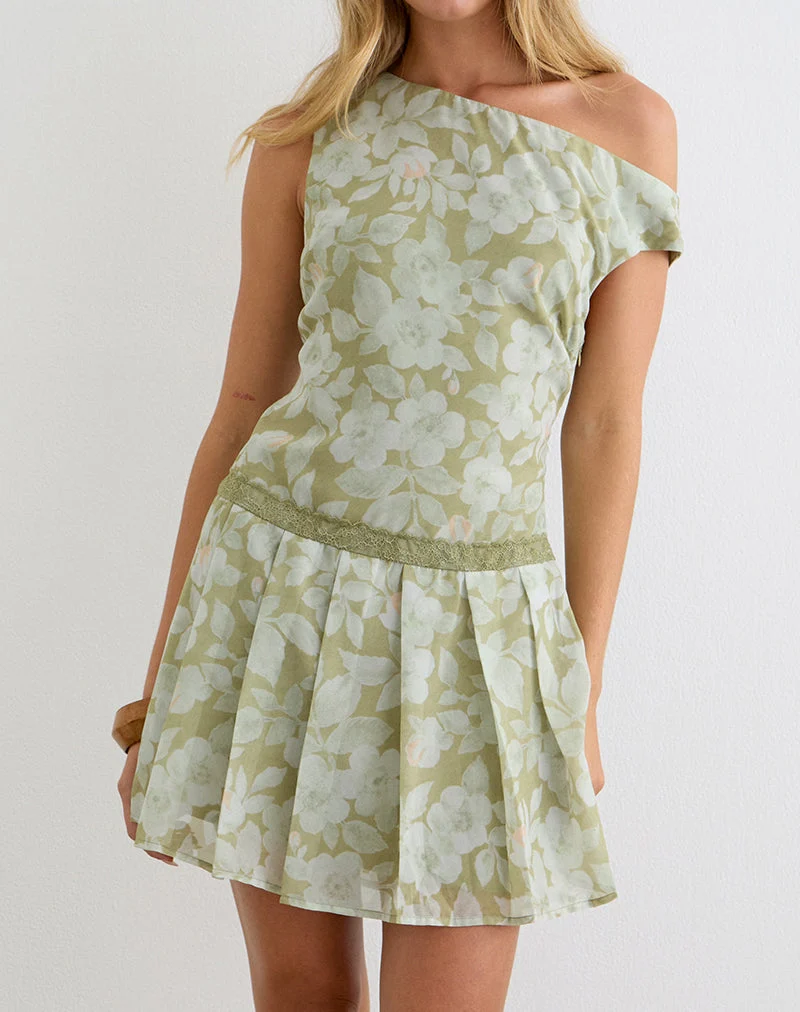Qaireen-Minikleid in zartem Blütgrün