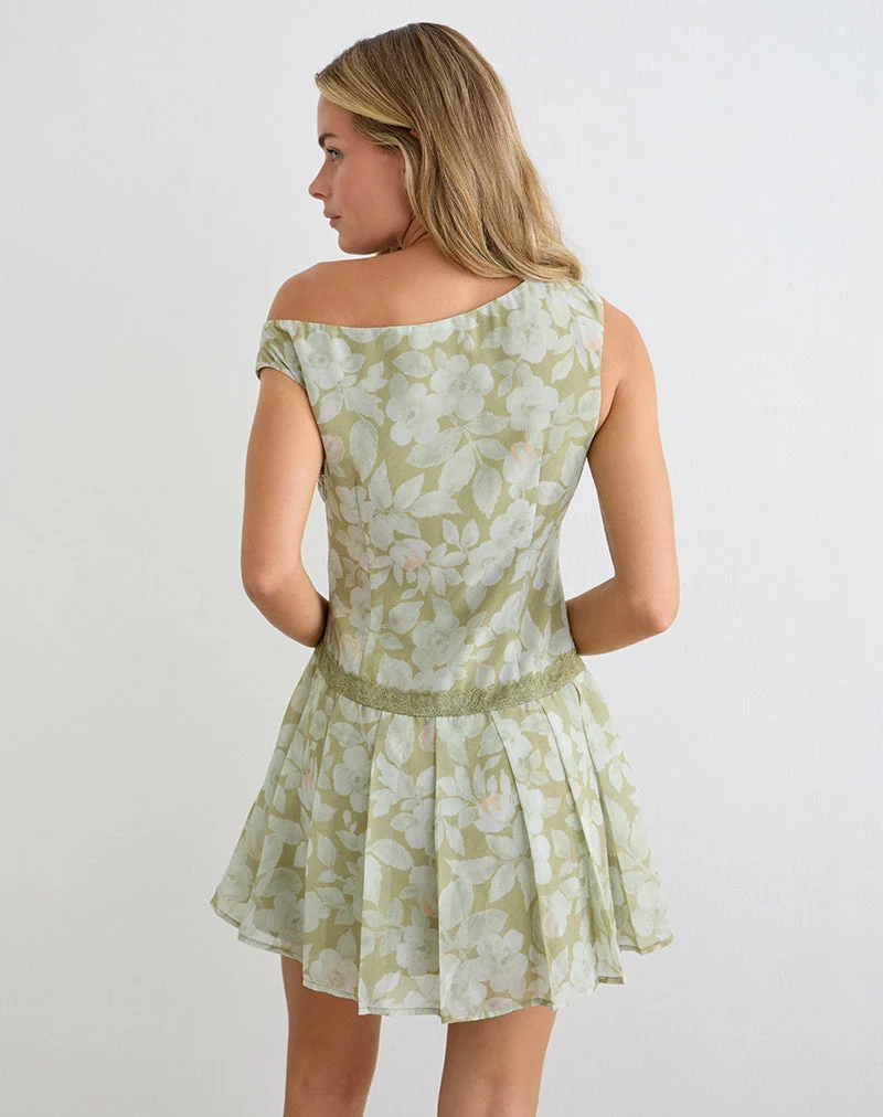Qaireen-Minikleid in zartem Blütgrün