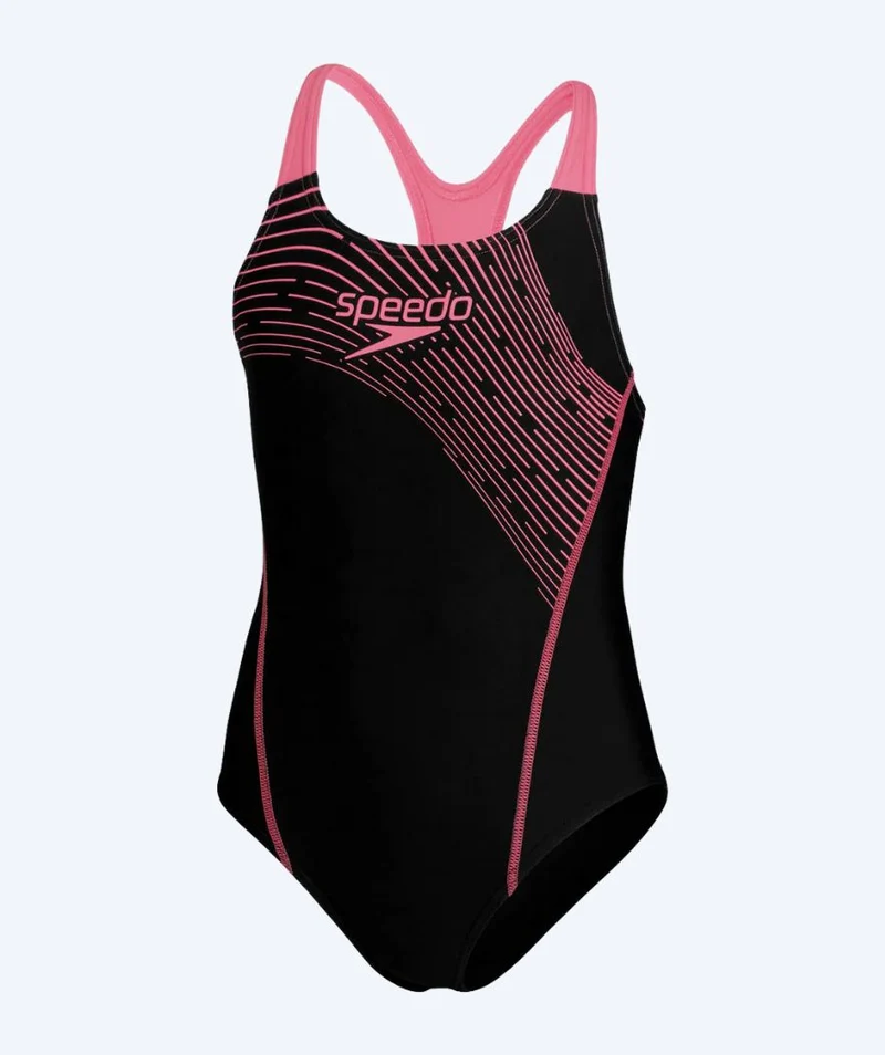 Speedo Badeanzug für Mädchen - Medley Logo Medalist - Schwarz/Hellrosa