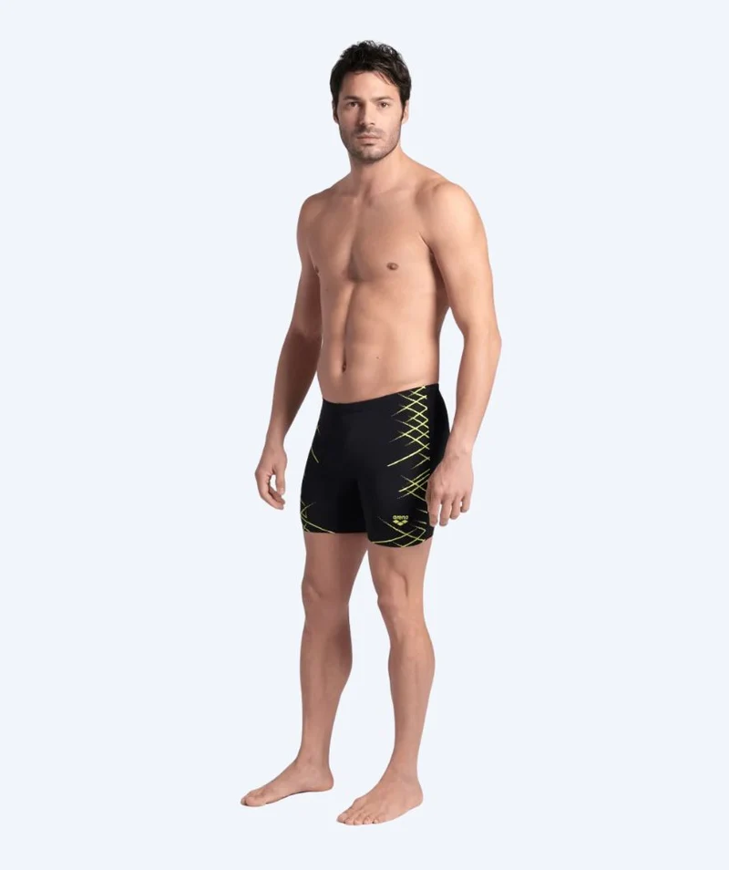 Arena lange Badehose für Herren - Straight Line - Schwarz/Gelb