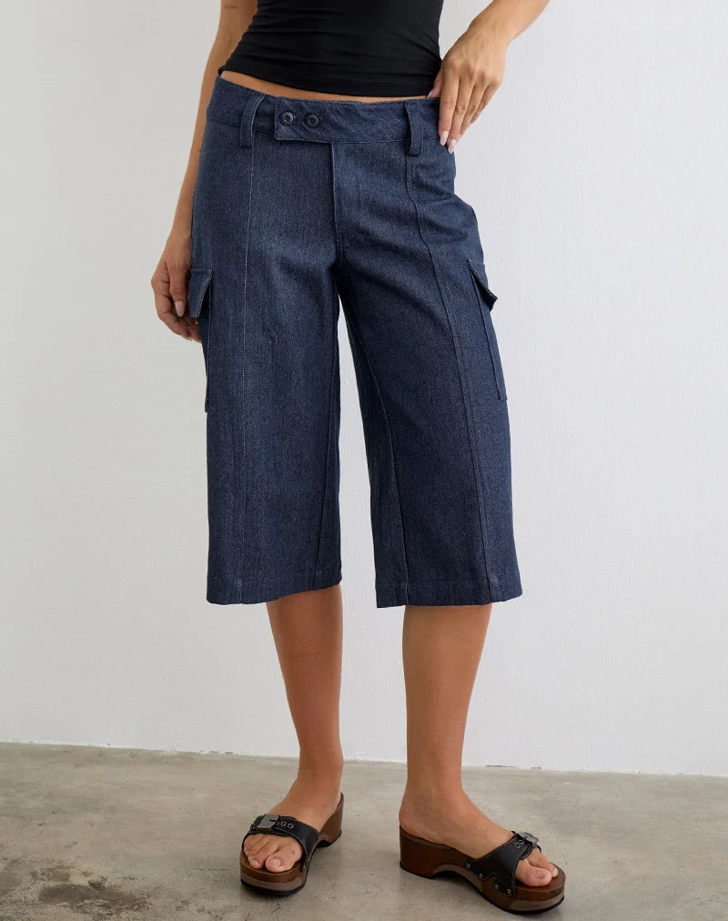 Bensen Capri-Hose aus Chambray-Denim in Blau