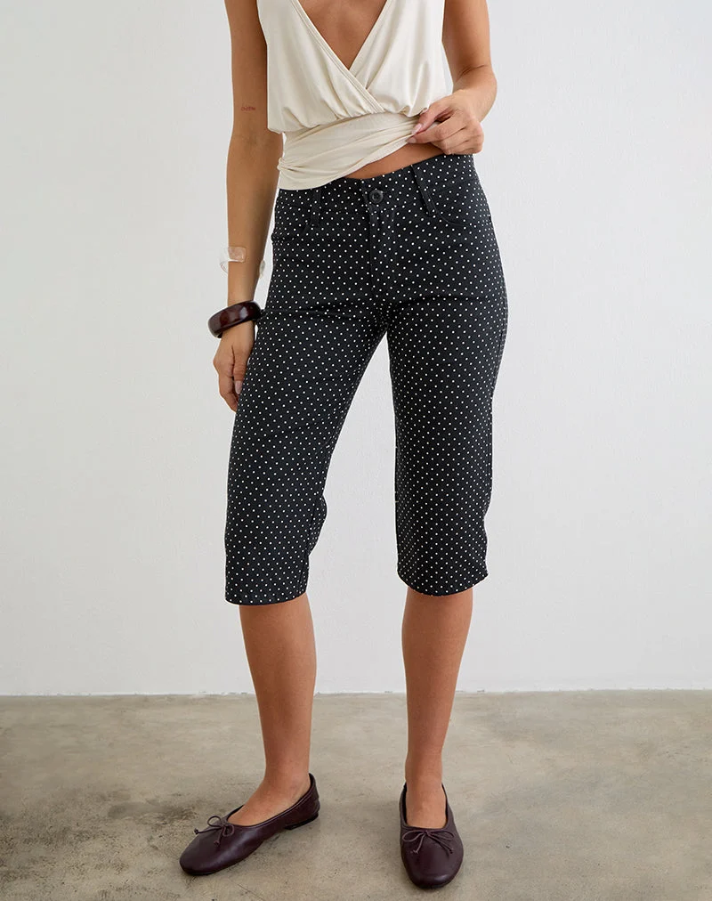Dassah Capri-Hose in Schwarz mit weißen Mikro-Punkten