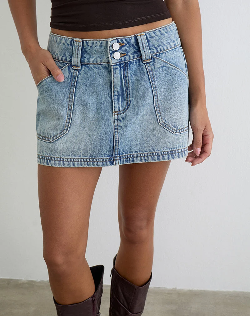 Cargo-Jeans-Minirock in Vintage-Blau