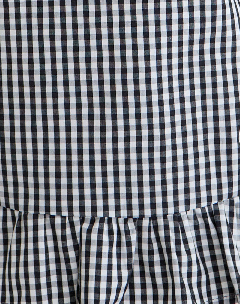 Salome Peplum-Top in Mini-Gingham, grau