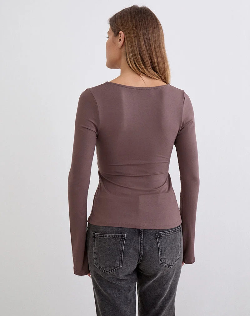 Lamae-Wickeloberteil in Deep Taupe