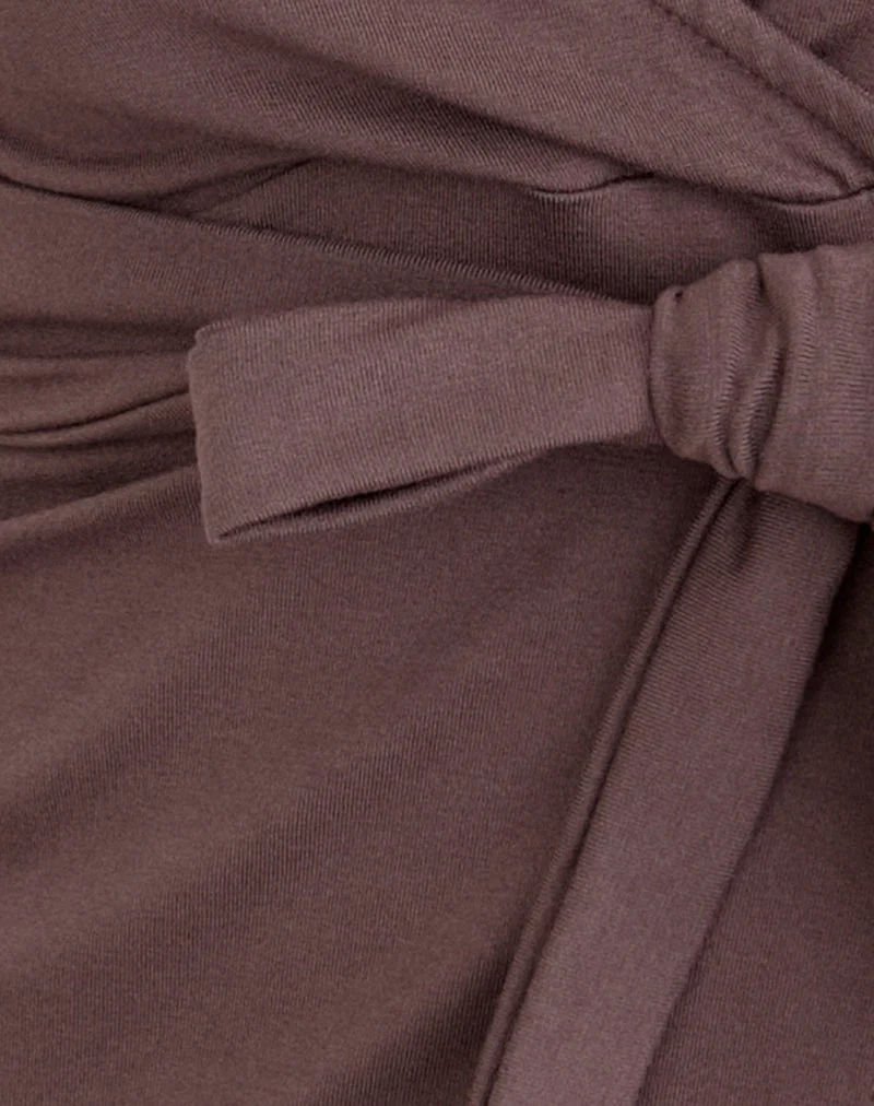 Lamae-Wickeloberteil in Deep Taupe