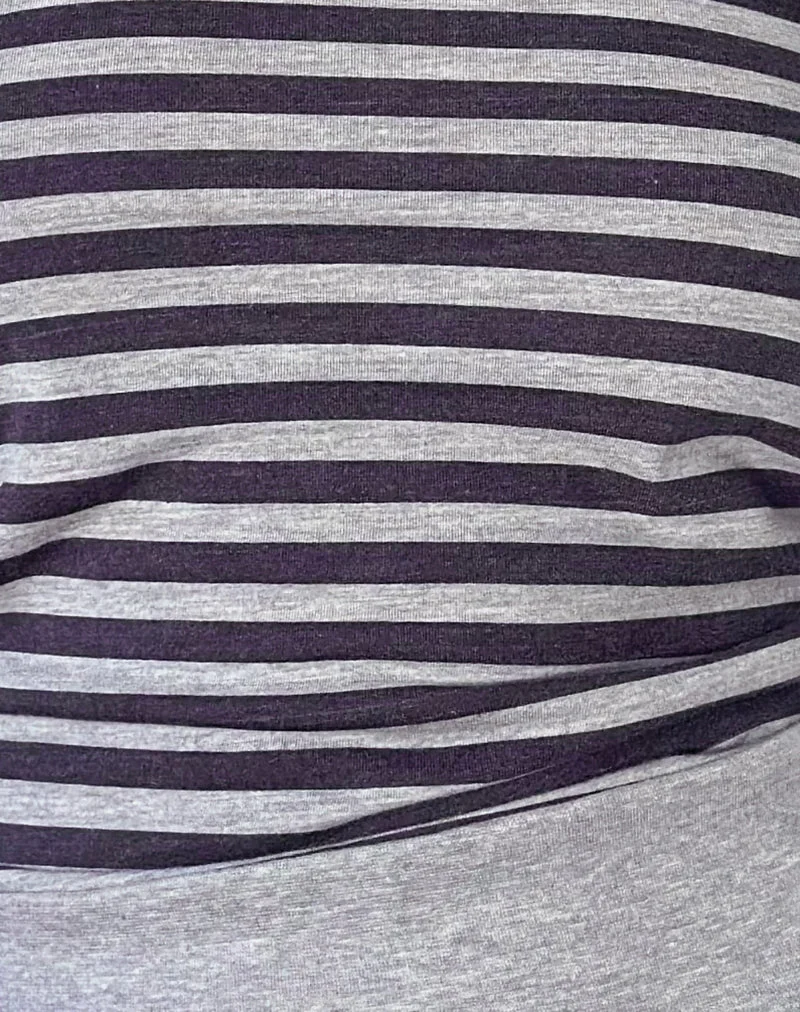 Yacin Slouchy Top in Grau und Schwarz gestreift