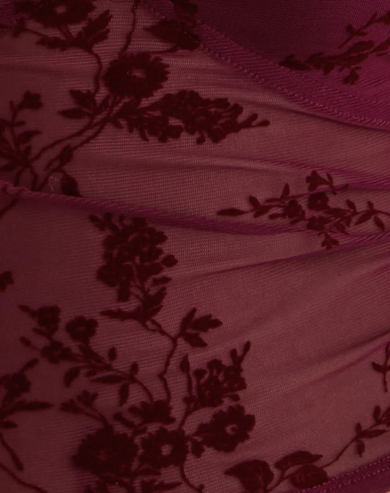 Lihat Top in Botanical Flock Flower Maroon