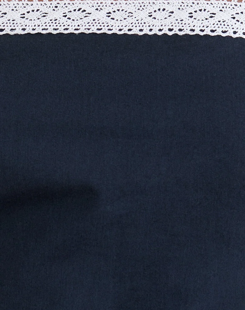 Jesamine Bandeau-Kleid in Dunkelblau mit Spitzenbesatz