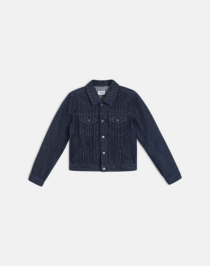 Klassische Jeansjacke in gestreiftem Indigo