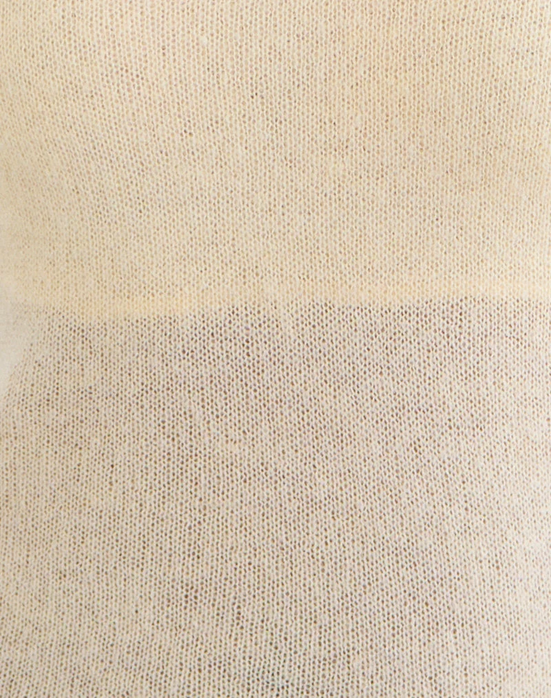 Misora Langarm-Oberteil aus transparentem Strick in der Farbe „Lemon“