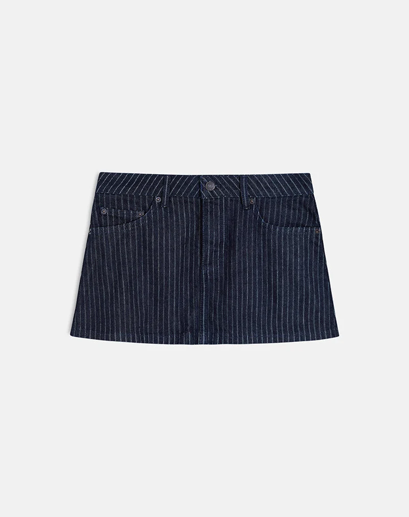 Jeans-Minirock mit Streifenmuster in Indigo